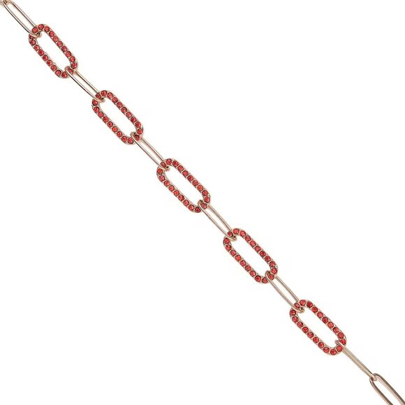 NEW Beautiful Ruby Color Austrian Crystal Paper Clip Chain Necklace - Picture 3 of 3